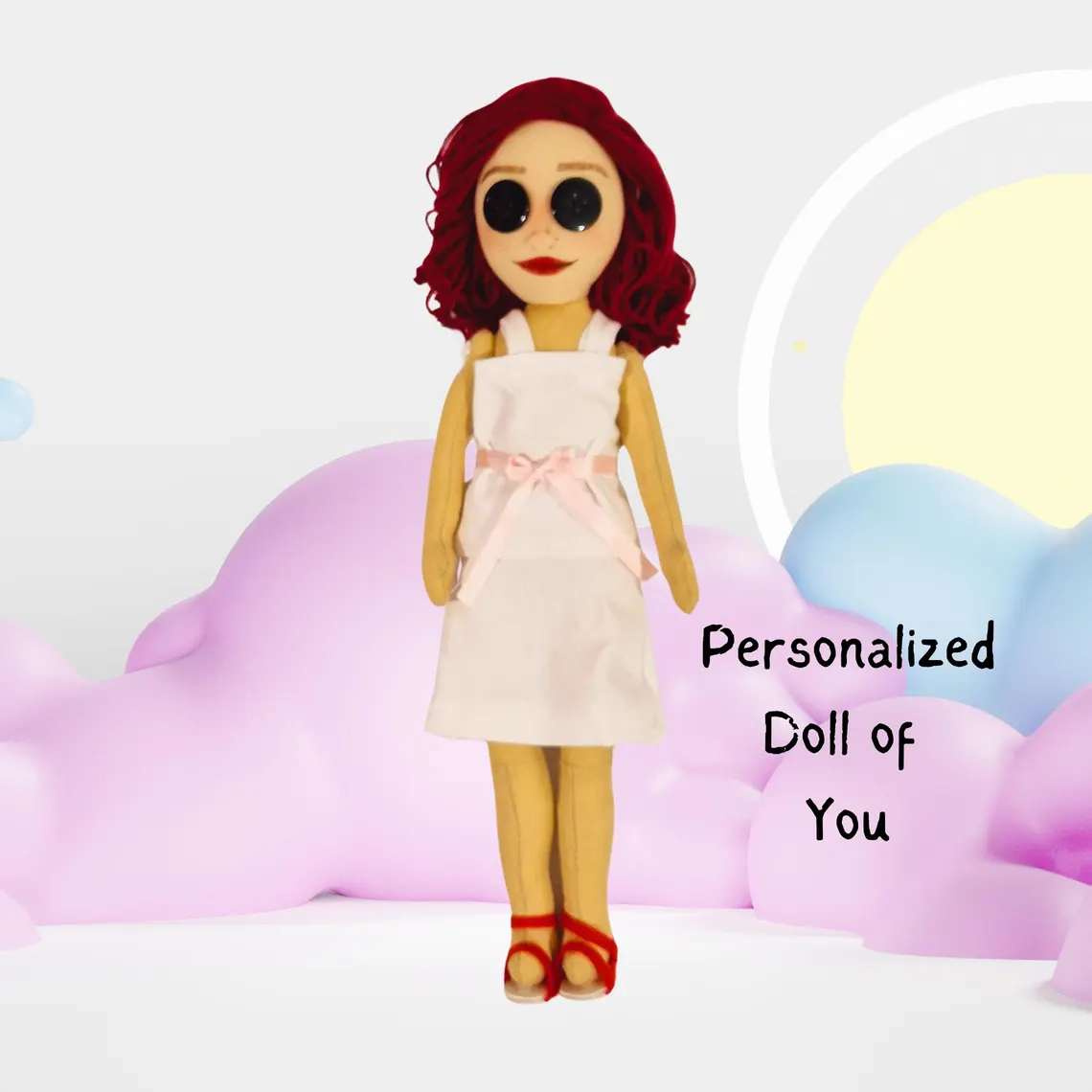 Custom Button-Eye Handmade Doll, Custom Spooky-Inspired Mini-Me Doll Gift for Halloween, Spooky Season Custom Creepy Cute Ragdoll for Her - Get Photo Blanket