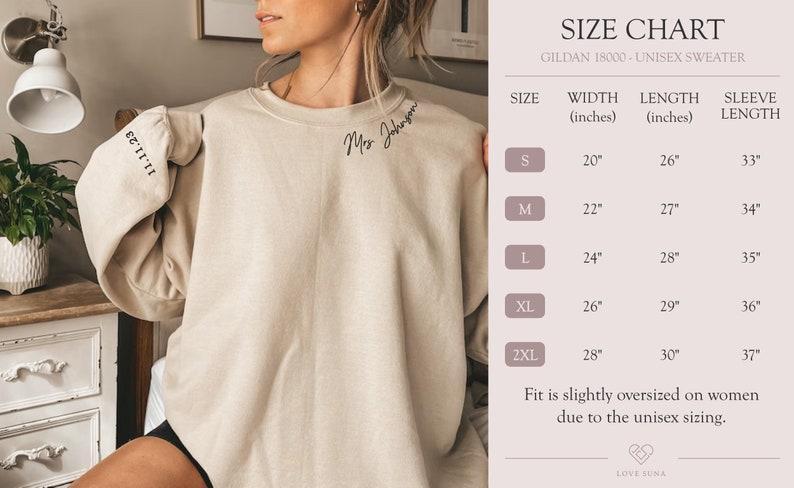 Personalized Mrs Sweatshirt, Custom Wedding Gift, Anniversary Gift for Her, Mrs Neckline Embossed Sweater, Wedding Date Sleeve, Bride To Be