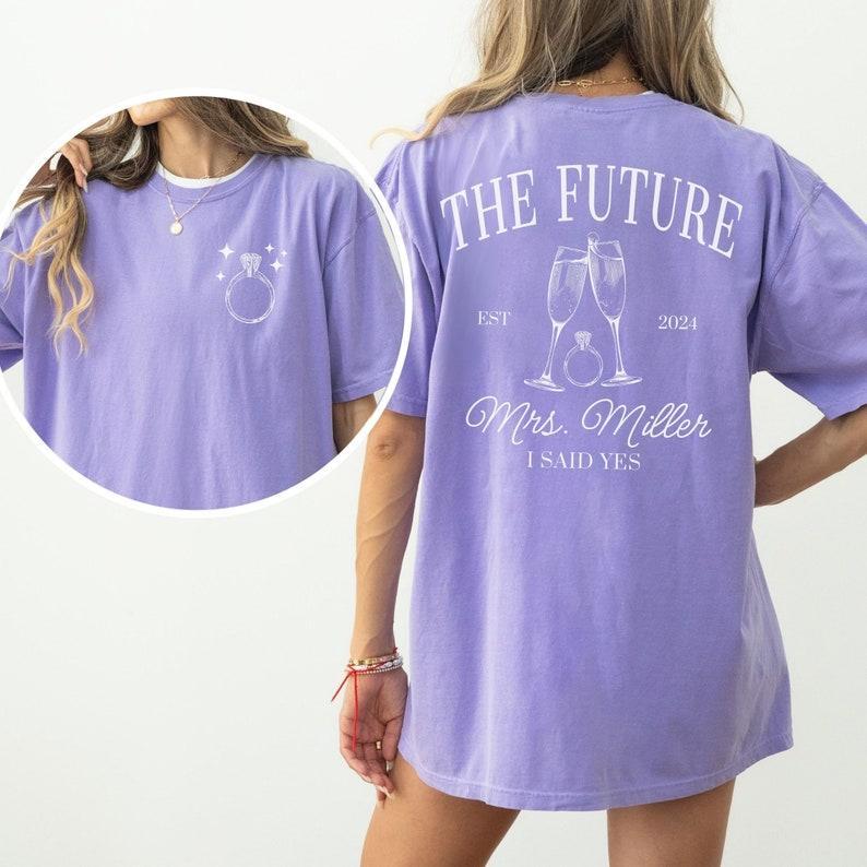 CUSTOM Future MRS Shirt, Personalized Bride To Be Comfort Colors T-Shirt, Newly Engaged Gift for Her, Fiancée Tee, Luxury Engagement Gift
