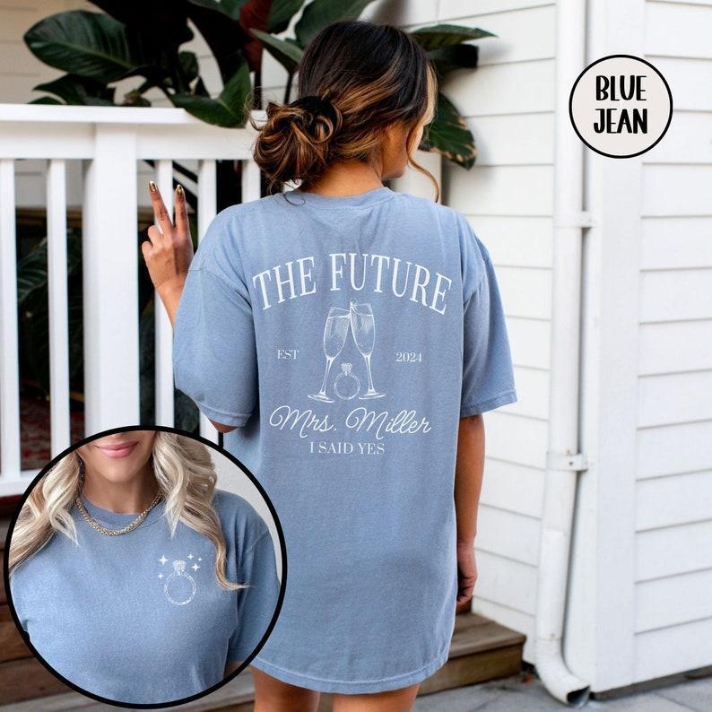 CUSTOM Future MRS Shirt, Personalized Bride To Be Comfort Colors T-Shirt, Newly Engaged Gift for Her, Fiancée Tee, Luxury Engagement Gift