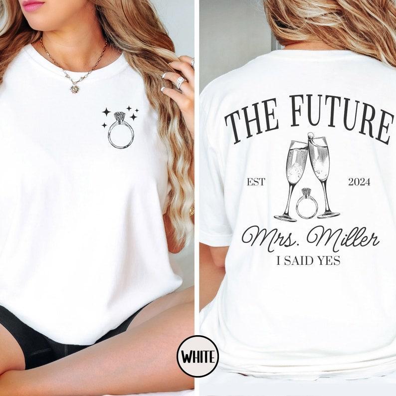 CUSTOM Future MRS Shirt, Personalized Bride To Be Comfort Colors T-Shirt, Newly Engaged Gift for Her, Fiancée Tee, Luxury Engagement Gift