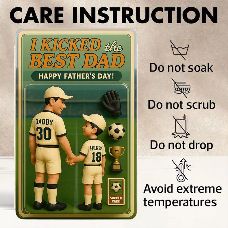 Personalized Soccer Dad Action Figure Plaque Custom Father's Day Gift, We Kicked the Best Dad Acrylic Block, Unique Gift for Dad or Papa - Get Photo Blanket