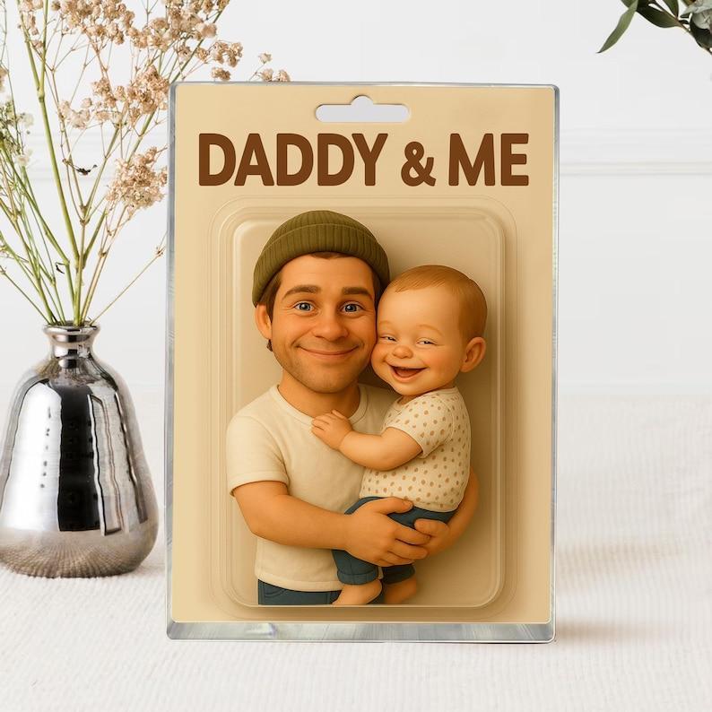 Personalized Father’s Day Gift Custom Dad & Child Cartoon Figure Daddy & Me Acrylic Display from Kids - Get Photo Blanket