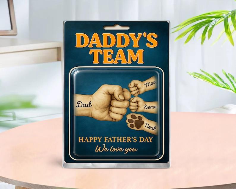 Custom Fathers Day Gift for Dad, Daddy Team Fist Bump Custom Figure Acrylic Block Plaque Gift for Husband, Dad Birthday Gift, New Dad Gifts - Get Photo Blanket
