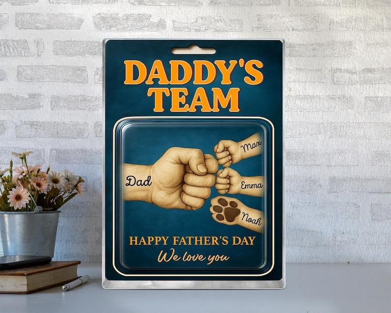 Custom Fathers Day Gift for Dad, Daddy Team Fist Bump Custom Figure Acrylic Block Plaque Gift for Husband, Dad Birthday Gift, New Dad Gifts - Get Photo Blanket