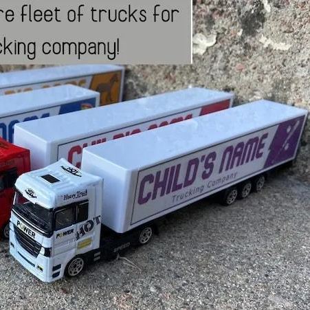 Personalized toy truck, customized with your child's name on the side of the truck: birthday, Christmas, any event for children!