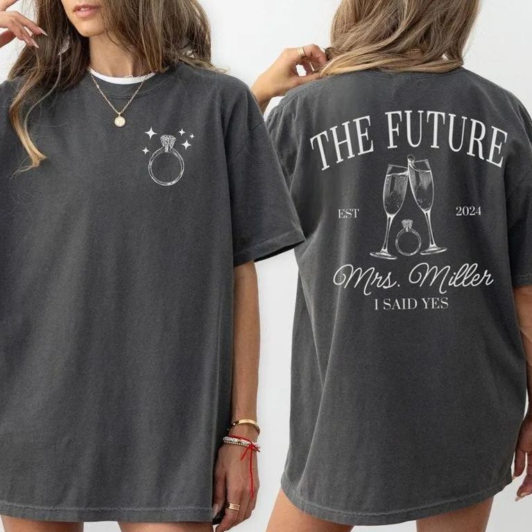 CUSTOM Future MRS Shirt, Personalized Bride To Be Comfort Colors T-Shirt, Newly Engaged Gift for Her, Fiancée Tee, Luxury Engagement Gift