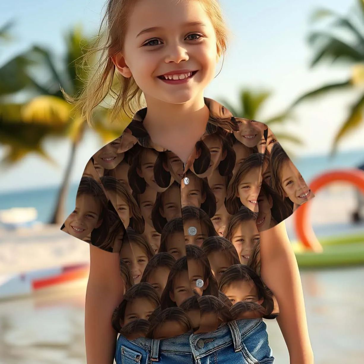 Face Frenzy - Custom Kids Unisex Hawaiian Shirt - Get Photo Blanket