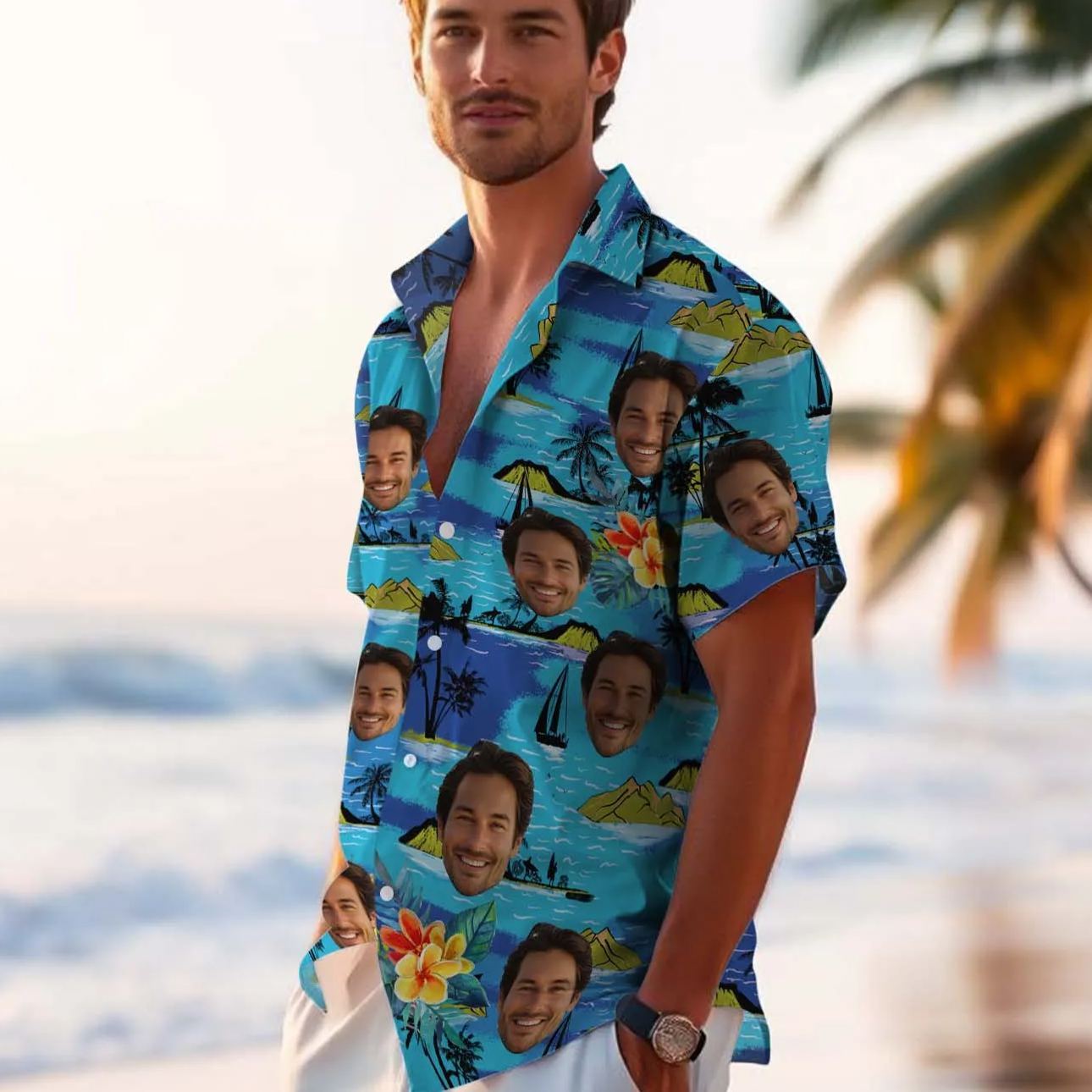Island Blues - Custom Men Hawaiian Shirt - Get Photo Blanket