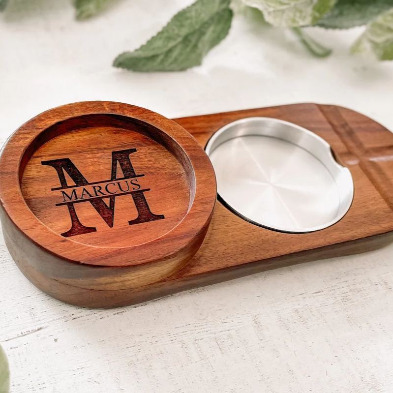 Personalized Name Ashtray with Monogram & Name Personalized Custom Gift for Smokers, Father's Day Gift for Him