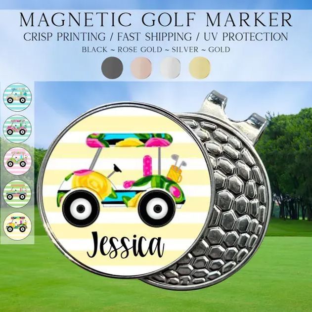 Personalized Preppy Floral Golf Marker, Golf Marker and Clip Set, Custom Golf Gifts For Her, Custom Golf Marker, Golfing Accessory - Get Photo Blanket