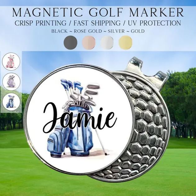 Personalized Preppy Floral Golf Marker, Golf Marker and Clip Set, Custom Golf Gifts For Her, Custom Golf Marker, Golfing Accessory - Get Photo Blanket