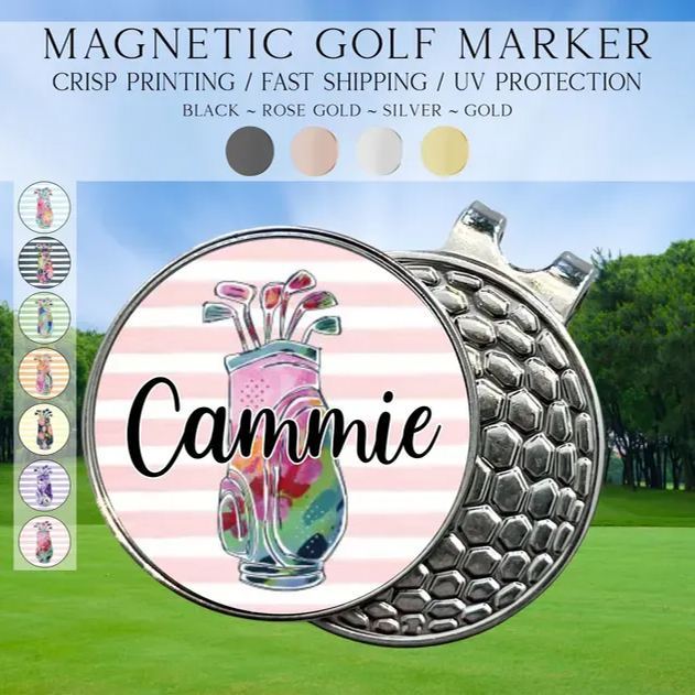 Personalized Preppy Floral Golf Marker, Golf Marker and Clip Set, Custom Golf Gifts For Her, Custom Golf Marker, Golfing Accessory - Get Photo Blanket