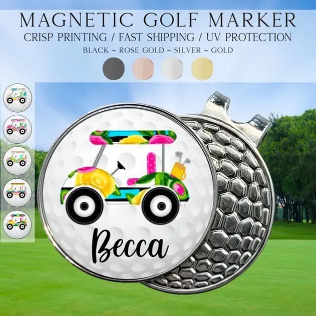 Personalized Preppy Floral Golf Marker, Golf Marker and Clip Set, Custom Golf Gifts For Her, Custom Golf Marker, Golfing Accessory - Get Photo Blanket