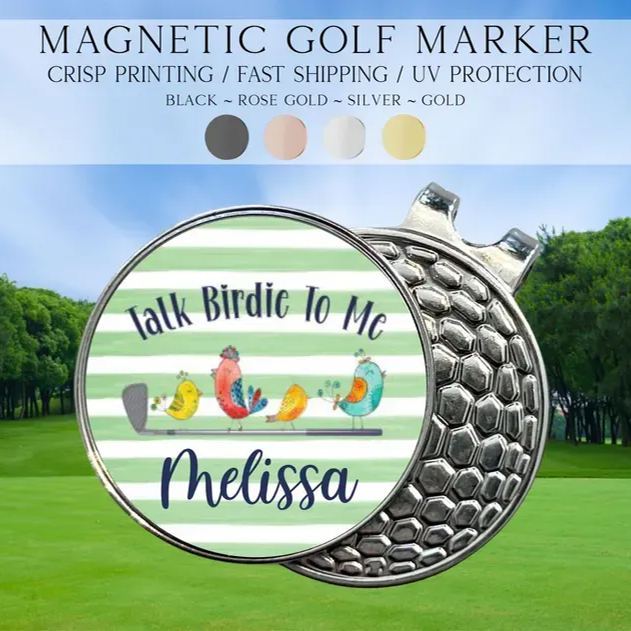 Personalized Preppy Floral Golf Marker, Golf Marker and Clip Set, Custom Golf Gifts For Her, Custom Golf Marker, Golfing Accessory - Get Photo Blanket