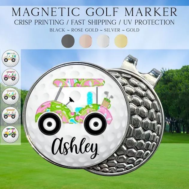Personalized Preppy Floral Golf Marker, Golf Marker and Clip Set, Custom Golf Gifts For Her, Custom Golf Marker, Golfing Accessory - Get Photo Blanket