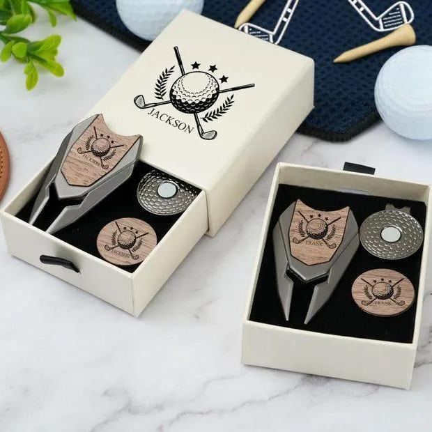 Personalized Groomsmen Golf Sets, Custom Divot Tool, Golfers Gifts, Engraved Golf Ball Marker Set, Golf Turf Tools, Groomsman Proposal Gifts - Get Photo Blanket