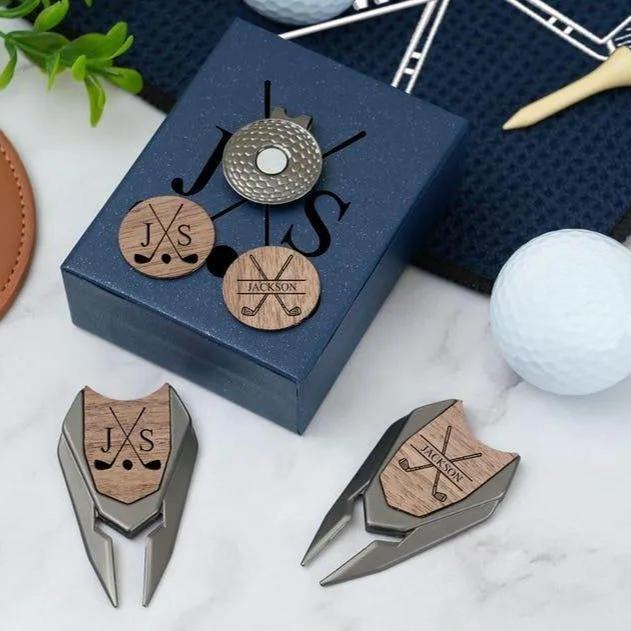 Personalized Groomsmen Golf Sets, Custom Divot Tool, Golfers Gifts, Engraved Golf Ball Marker Set, Golf Turf Tools, Groomsman Proposal Gifts - Get Photo Blanket