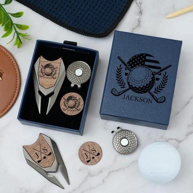 Personalized Groomsmen Golf Sets, Custom Divot Tool, Golfers Gifts, Engraved Golf Ball Marker Set, Golf Turf Tools, Groomsman Proposal Gifts - Get Photo Blanket