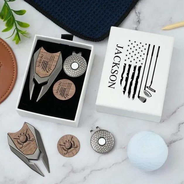 Personalized Groomsmen Golf Sets, Custom Divot Tool, Golfers Gifts, Engraved Golf Ball Marker Set, Golf Turf Tools, Groomsman Proposal Gifts - Get Photo Blanket