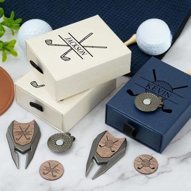 Personalized Groomsmen Golf Sets, Custom Divot Tool, Golfers Gifts, Engraved Golf Ball Marker Set, Golf Turf Tools, Groomsman Proposal Gifts - Get Photo Blanket