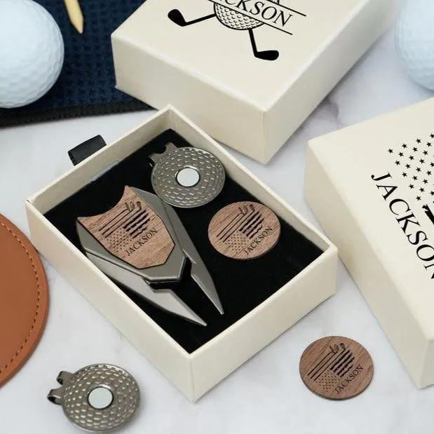 Personalized Groomsmen Golf Sets, Custom Divot Tool, Golfers Gifts, Engraved Golf Ball Marker Set, Golf Turf Tools, Groomsman Proposal Gifts - Get Photo Blanket