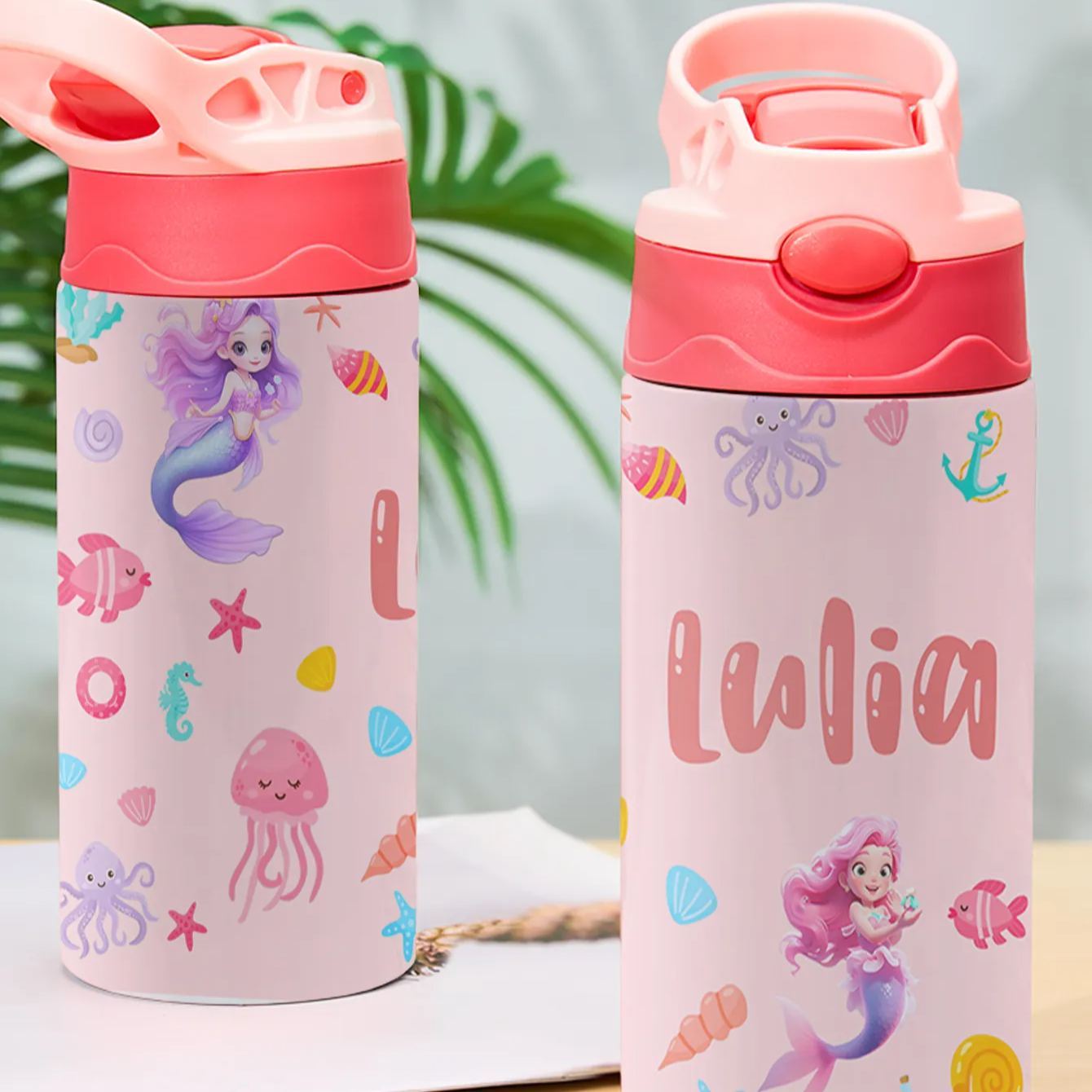 Custom Name Printed Kids Cute Water Bottle - Personalized Back To School Gifts For Kids - Get Photo Blanket