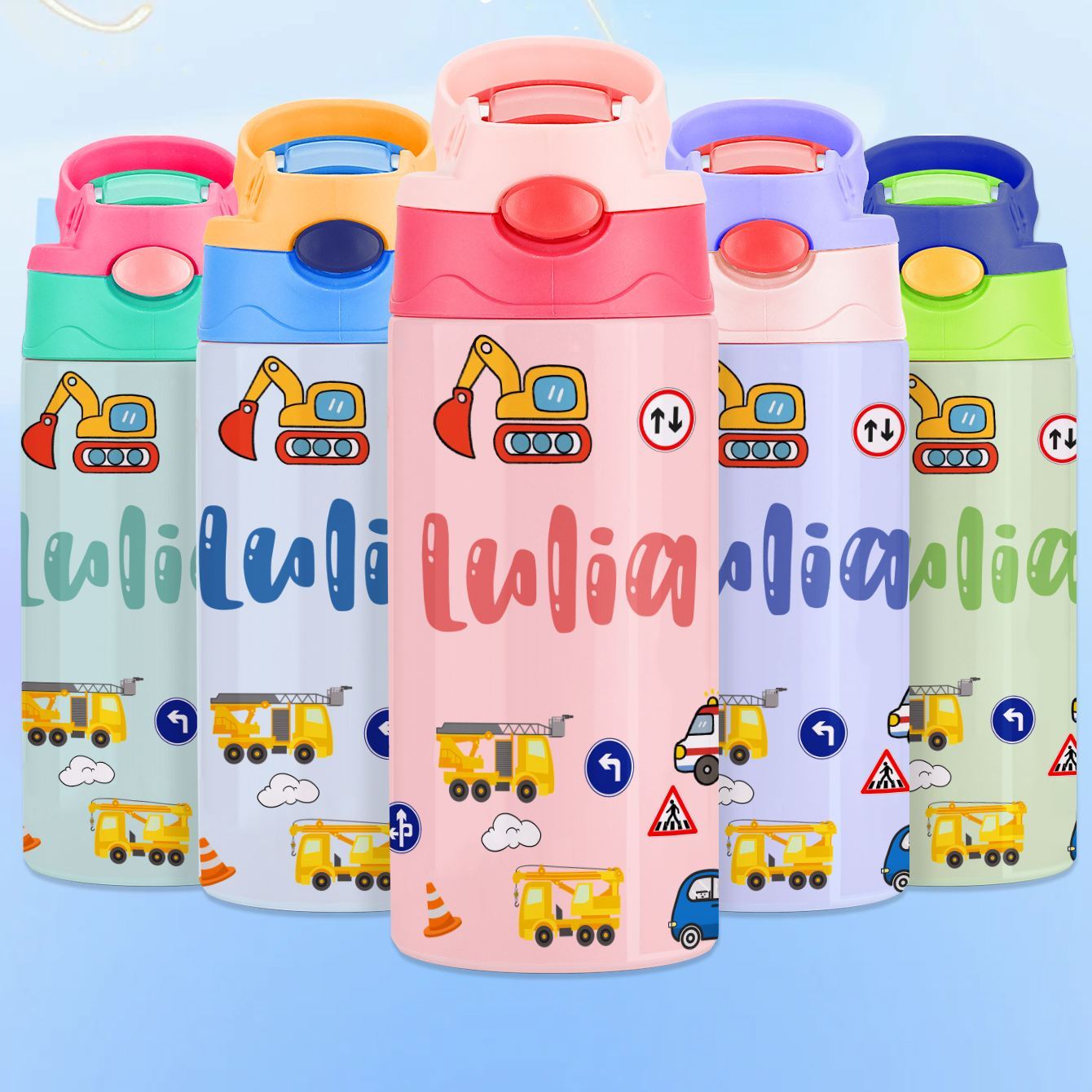 Custom Name Printed Kids Cute Water Bottle - Personalized Back To School Gifts For Kids - Get Photo Blanket
