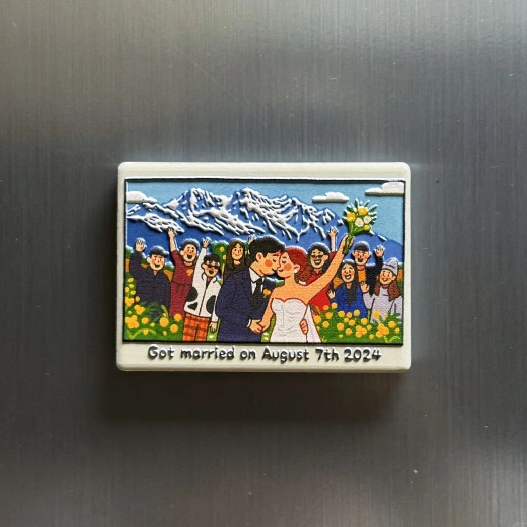 Custom Illustrated Fridge Magnet Personalized Photo to Illustration with 3D Effect Unique Gift for Anniversary, Birthday, or Travel Memories - Get Photo Blanket