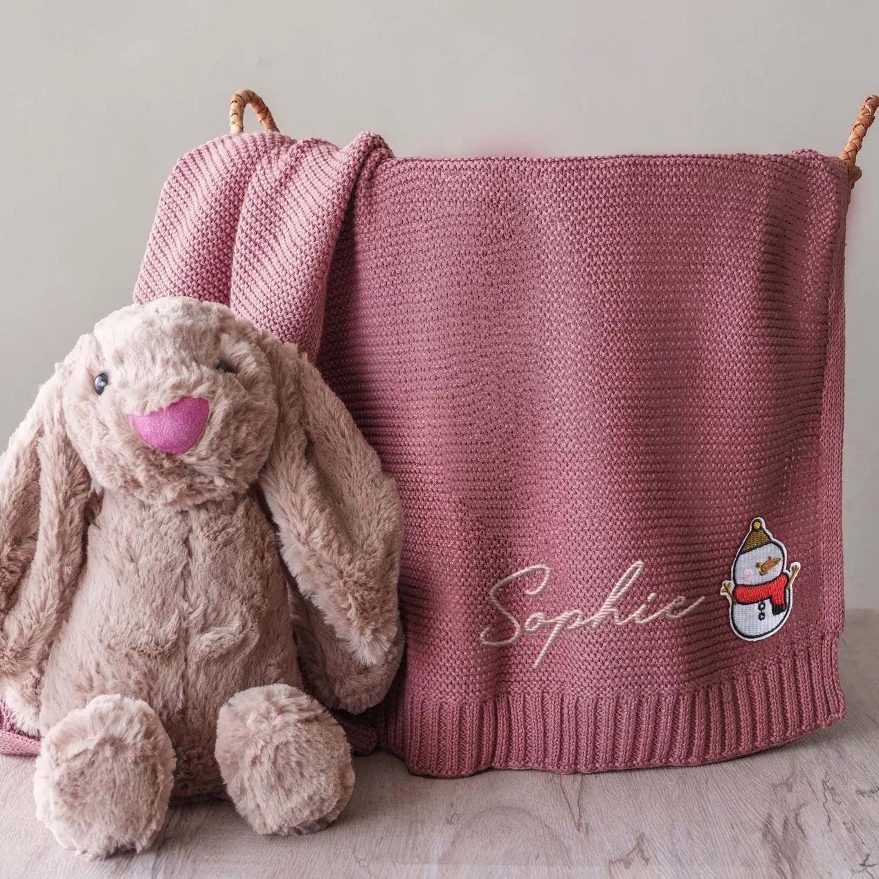 Personalized Baby Blanket, Baby Christmas Gift, Embroidered Name, Soft Cotton Knit, Newborn Gift, Personalized Baby Gift, Keepsake Blanket