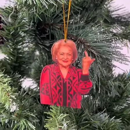 BETTY WHITE Christmas Ornament | Betty White Flipping the Bird | Funny Xmas Ornament | Funny Gift | White Elephant Gift | Golden Girls Gift