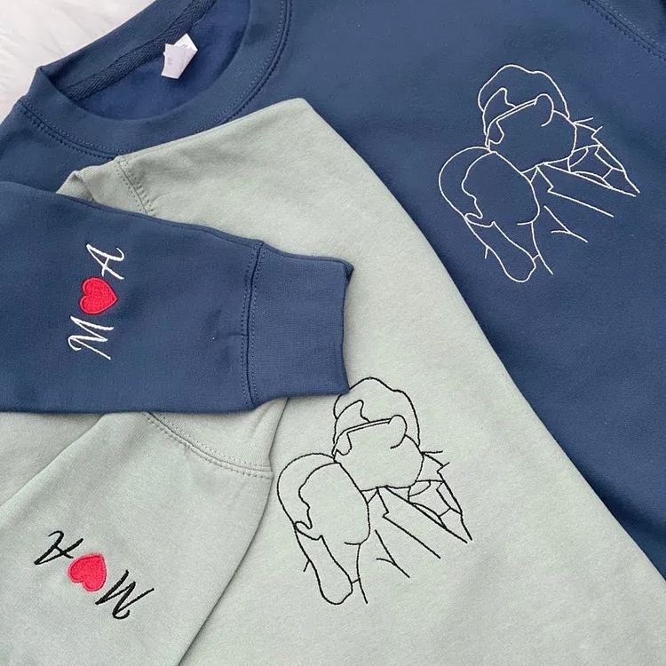 Custom Embroidered Sweatshirt – Personalized Sexy Portrait Gift for Him