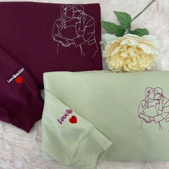 Custom Embroidered Sweatshirt – Personalized Sexy Portrait Gift for Him