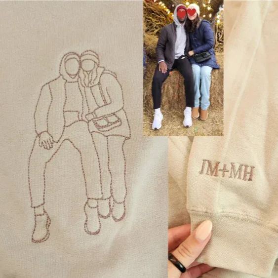 Custom Embroidered Sweatshirt – Personalized Sexy Portrait Gift for Him