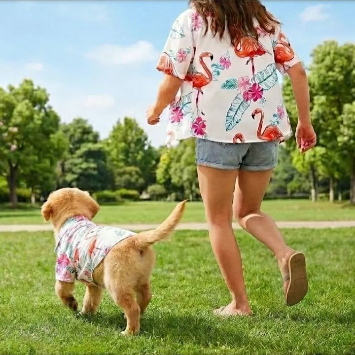 Custom Pet and Owner Matching Hawaiian Shirt Set – Personalized Photo Tropical Outfits for Dogs, Cats, and Humans