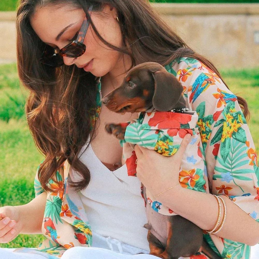 Custom Pet and Owner Matching Hawaiian Shirt Set – Personalized Photo Tropical Outfits for Dogs, Cats, and Humans