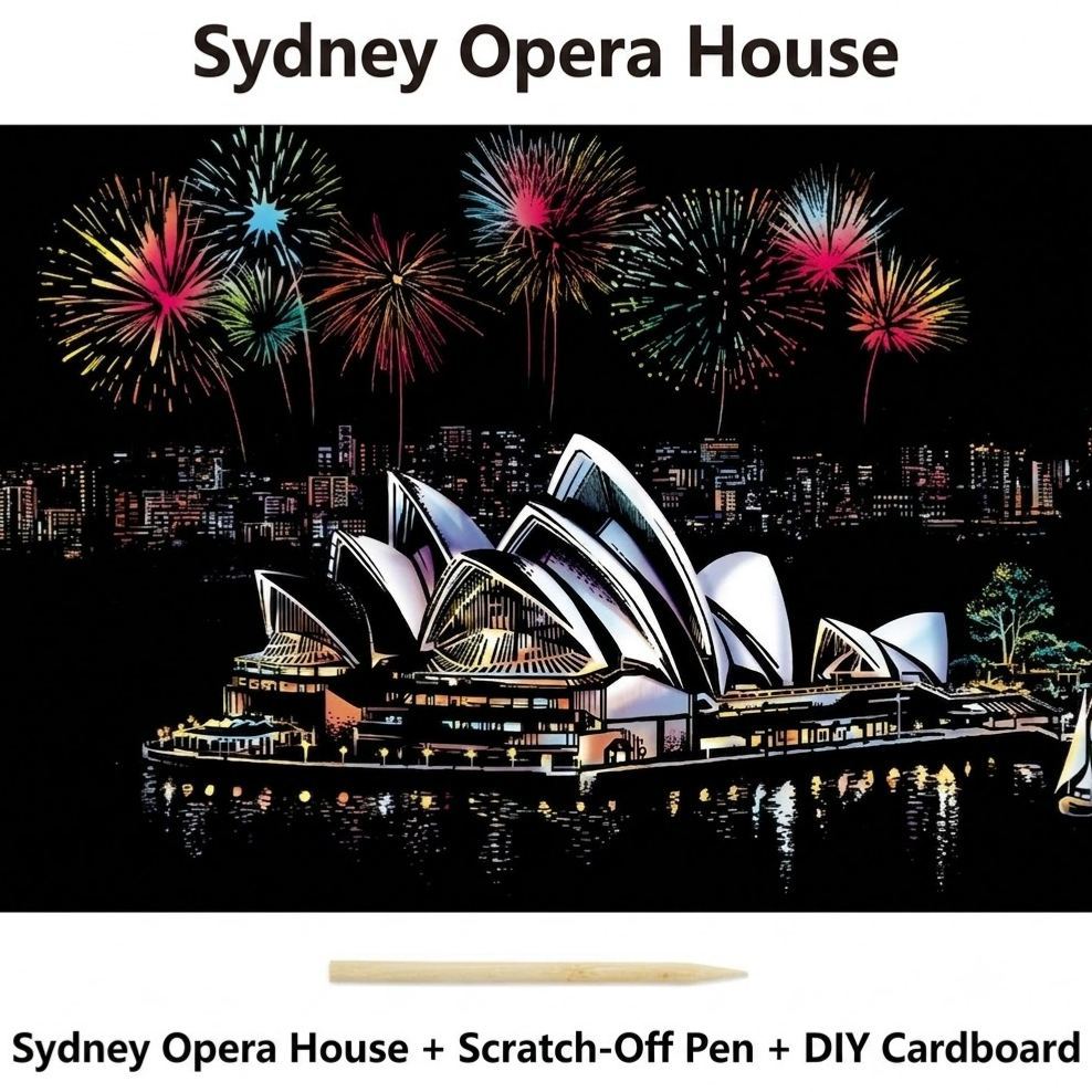 DIY Colorful City Nightscape Scratch Art Creative Craft Kit Multi Famous Scenes