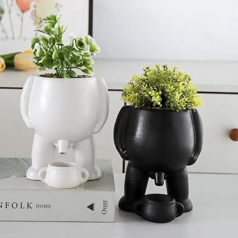 Funny Watering Man Planter Creative Self-Watering Plant Pot for Succulents Small Indoor Plants