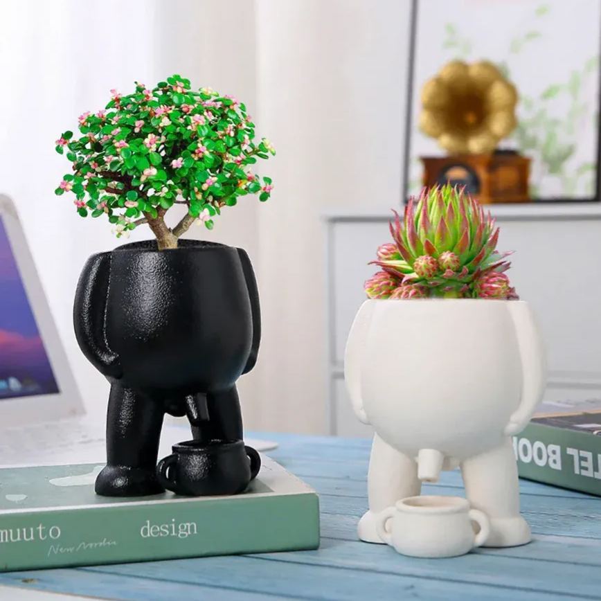 Funny Watering Man Planter Creative Self-Watering Plant Pot for Succulents Small Indoor Plants