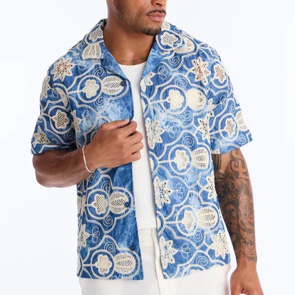 Men's Hawaiian Floral Shirt – Relaxed Fit Tropical Button Up for Beach & Vacation