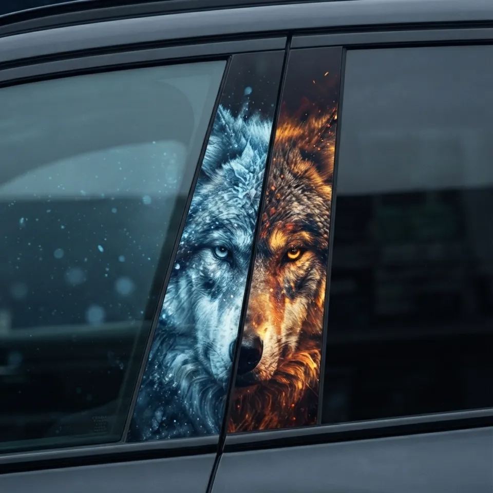 Universal Car Pillar Wrap & Rear Window Vinyl Decal – Custom Decorative Sticker
