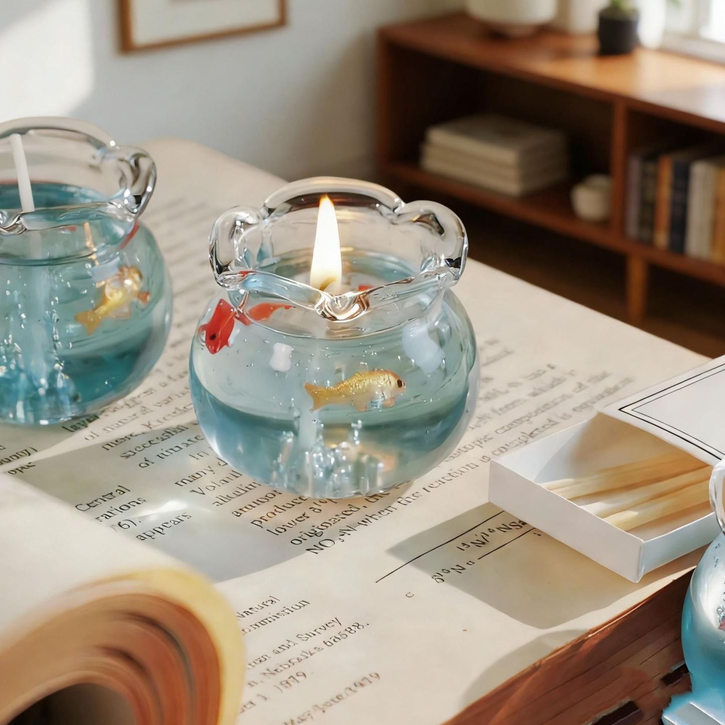 Handmade Fish Tank Candle, Home Decor, Fish Tank Scented Candle, Handmade Glass Aromatherapy, Ocean Aromatherapy Gift,