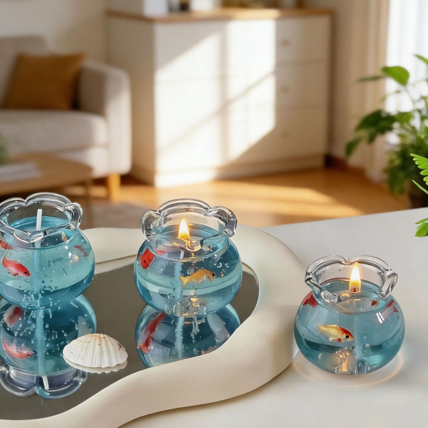 Handmade Fish Tank Candle, Home Decor, Fish Tank Scented Candle, Handmade Glass Aromatherapy, Ocean Aromatherapy Gift,