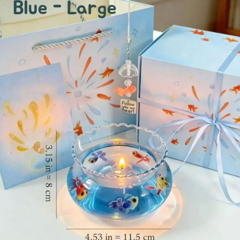 Handmade Fish Tank Candle, Home Decor, Fish Tank Scented Candle, Handmade Glass Aromatherapy, Ocean Aromatherapy Gift，Everyday Gifts to Relax your Body and Mind
