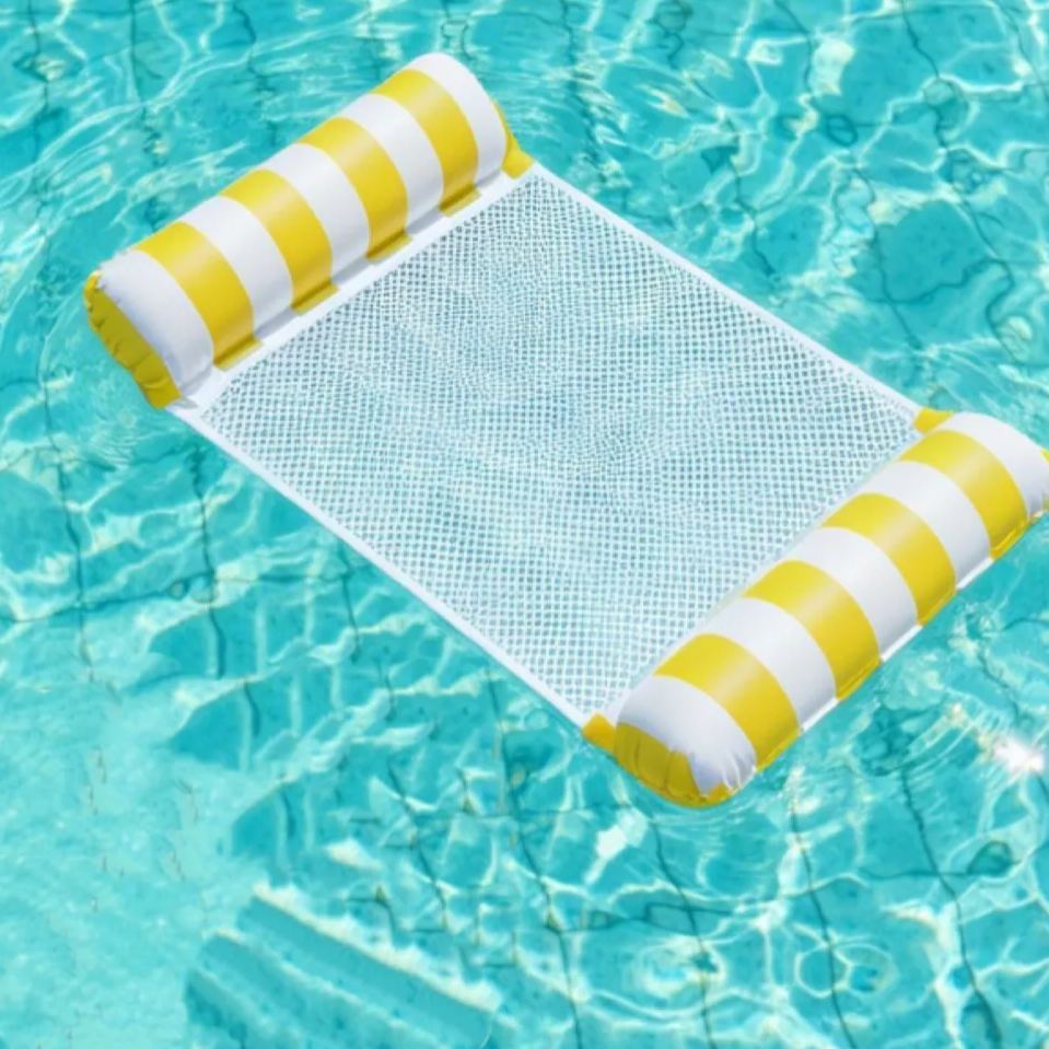 Lazy floating hammock for the water, leisure floating mat for pools and lakes, portable inflatable water sofa, fun for both kids and seniors, a top pick for summer vacations