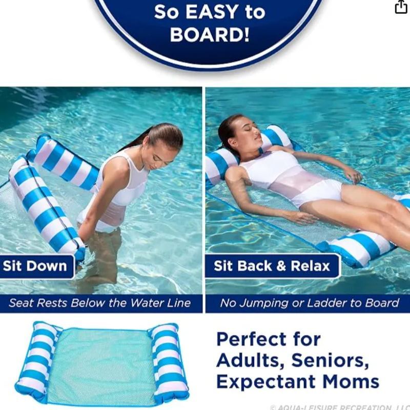 Lazy floating hammock for the water, leisure floating mat for pools and lakes, portable inflatable water sofa, fun for both kids and seniors, a top pick for summer vacations