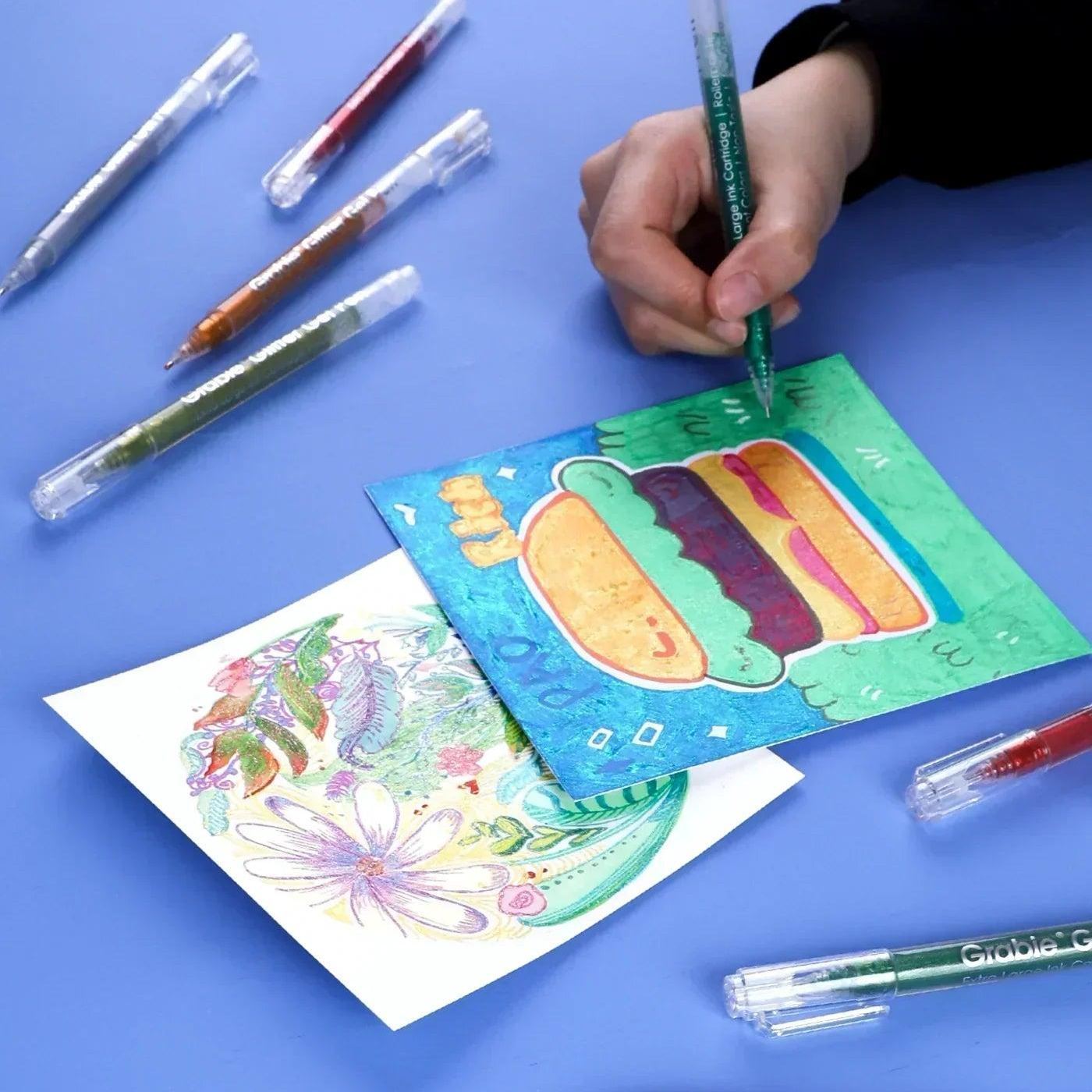 Jumbo Iridescent Glitter Gel Ink Pen Set Unleash your creativity with this high-capacity set for writing and coloring