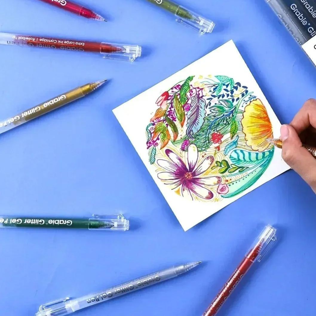 Jumbo Iridescent Glitter Gel Ink Pen Set Unleash your creativity with this high-capacity set for writing and coloring