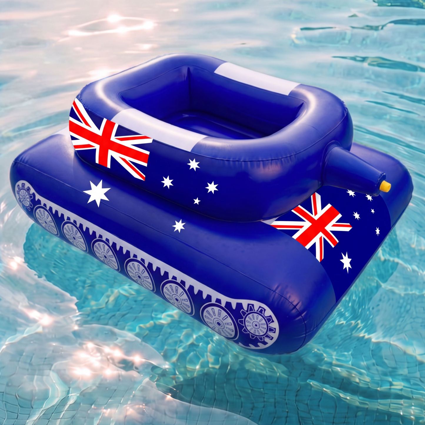 Inflatable Flag Pool Tank with Water Cannon – Giant Patriotic Swimming Pool Float for Adults & Kids