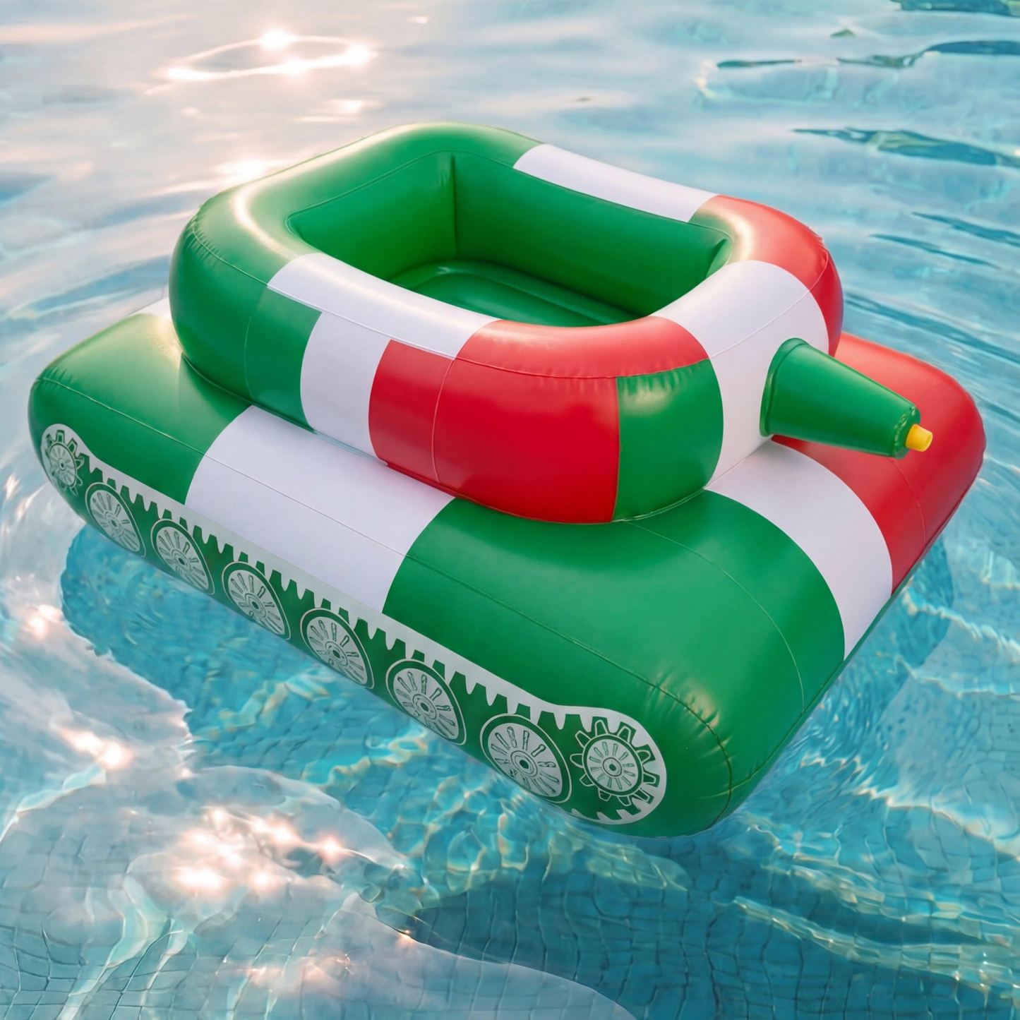 Inflatable Flag Pool Tank with Water Cannon – Giant Patriotic Swimming Pool Float for Adults & Kids